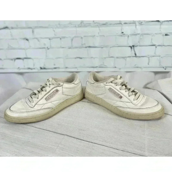 MENS 6.5 Woman’s 8 REEBOK CLUB C 85 'CHALK PAPERWHITE' PINK LEATHER LOW - Picture 7 of 15